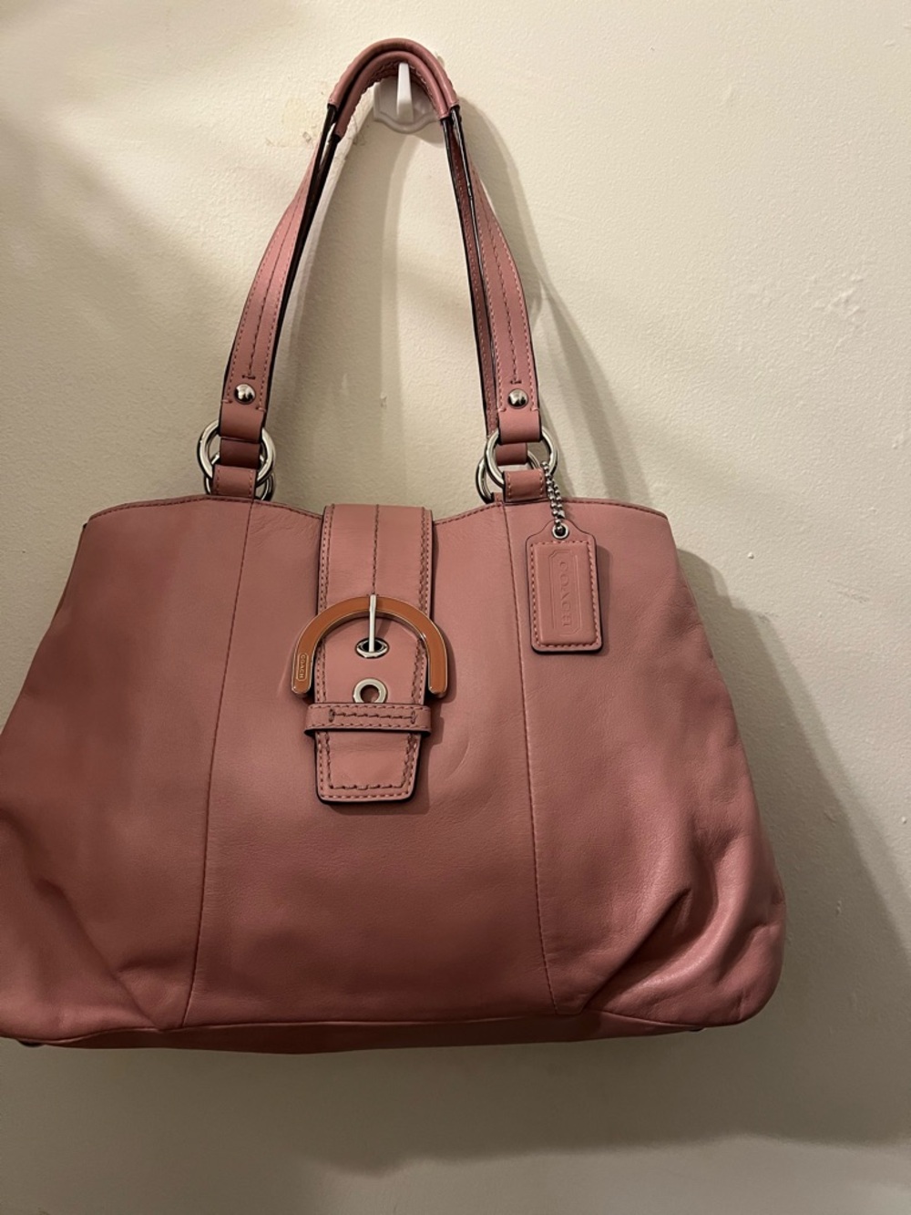 Coach Soho Leather East West Carryall Tote Bag Shell Pink F18751 Vintage Y2K